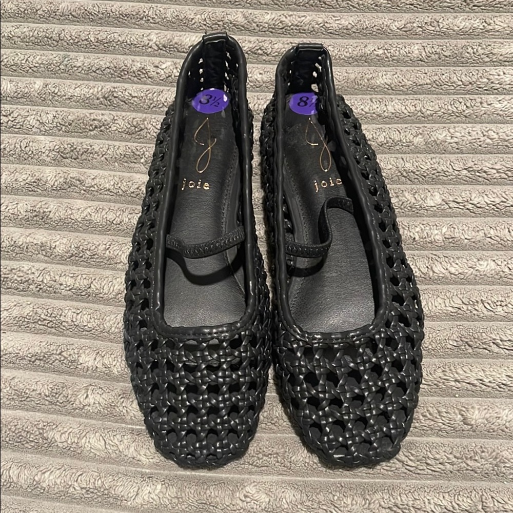 Joie Black Woven Ballet Flats